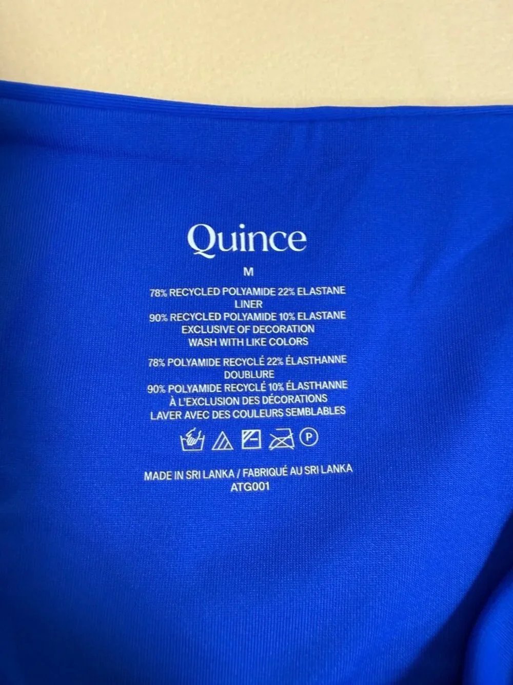 Quince Womens Blue Bikini Set  High-Waisted Bottom & Triangle Top Medium
